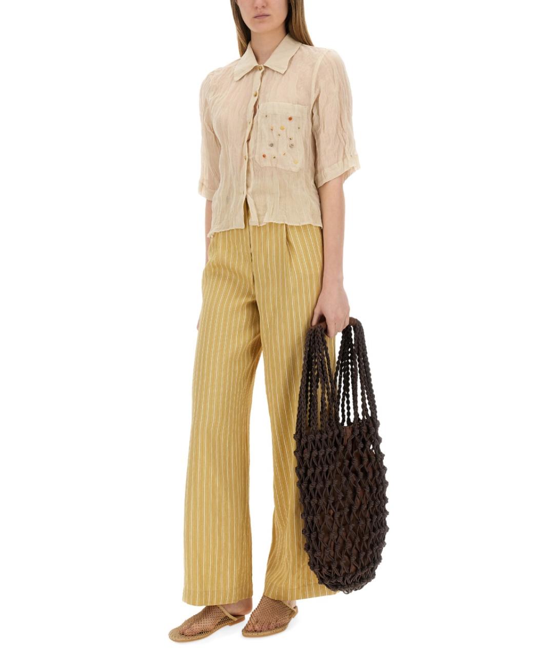 ALYSI Бежевые вискозные прямые брюки, фото 2