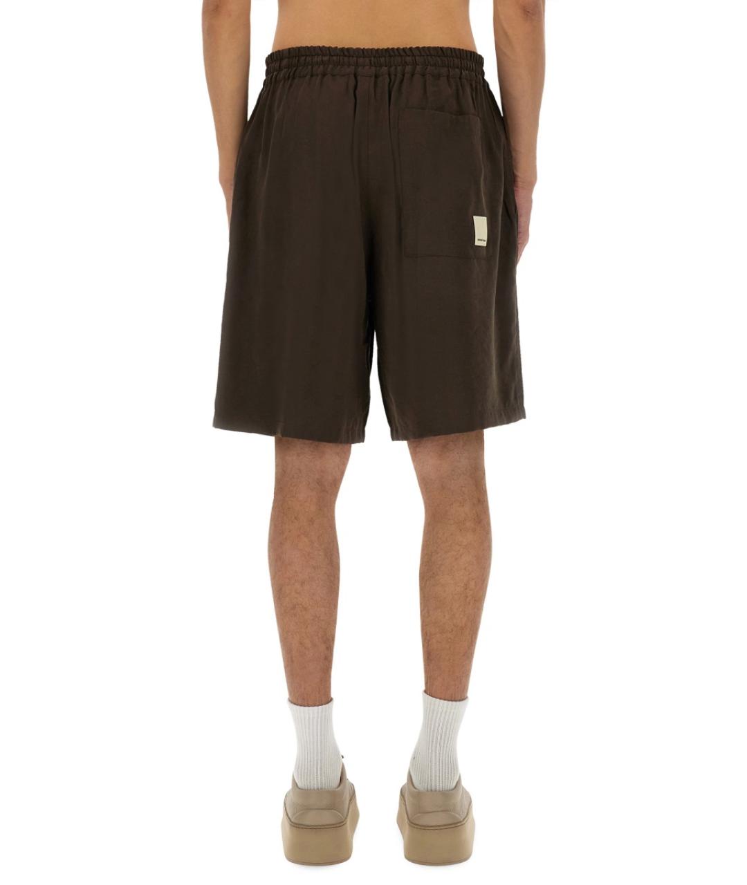 EMPORIO ARMANI Коричневые полиэстеровые шорты, фото 3