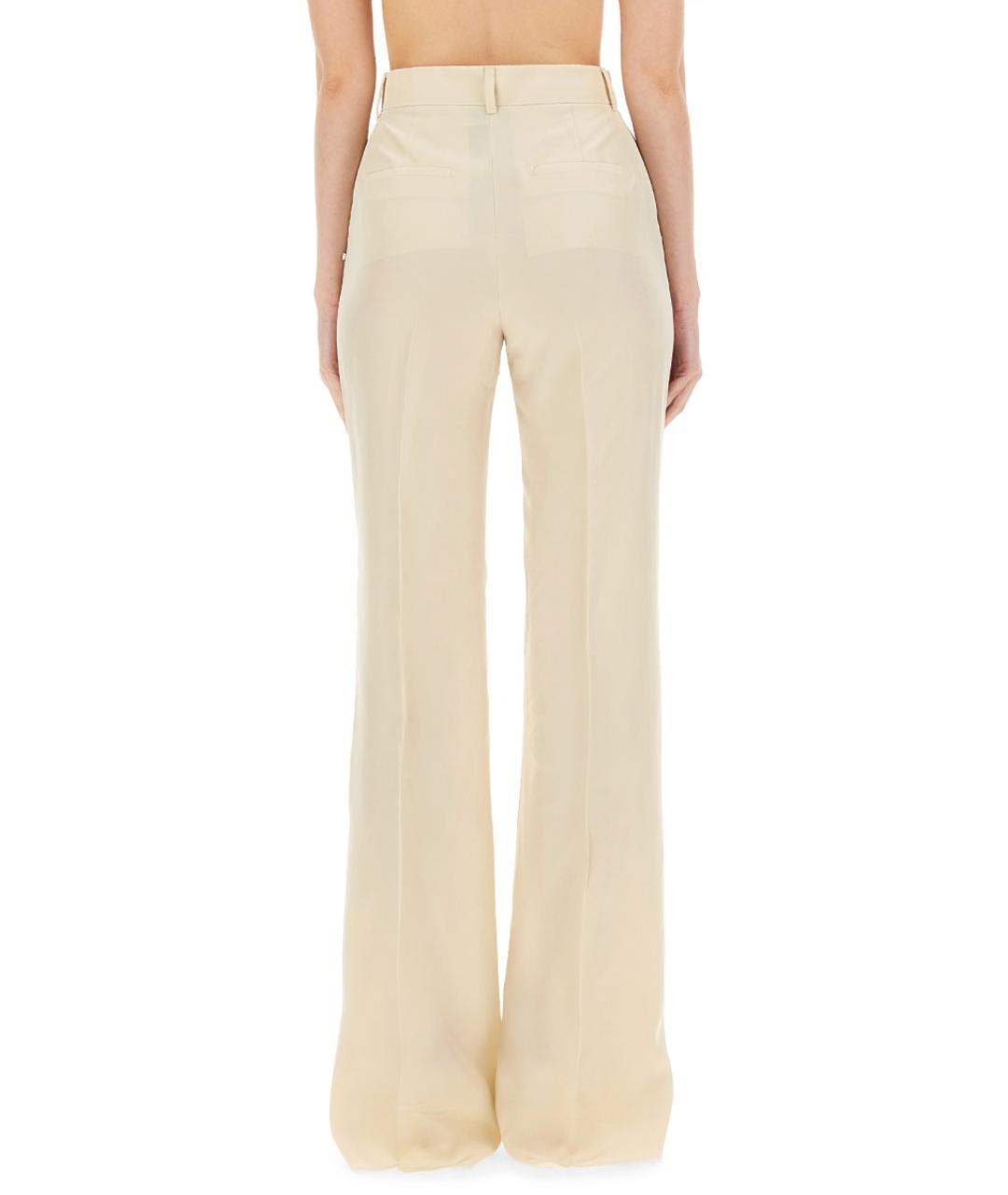 SPORTMAX Бежевые вискозные прямые брюки, фото 3