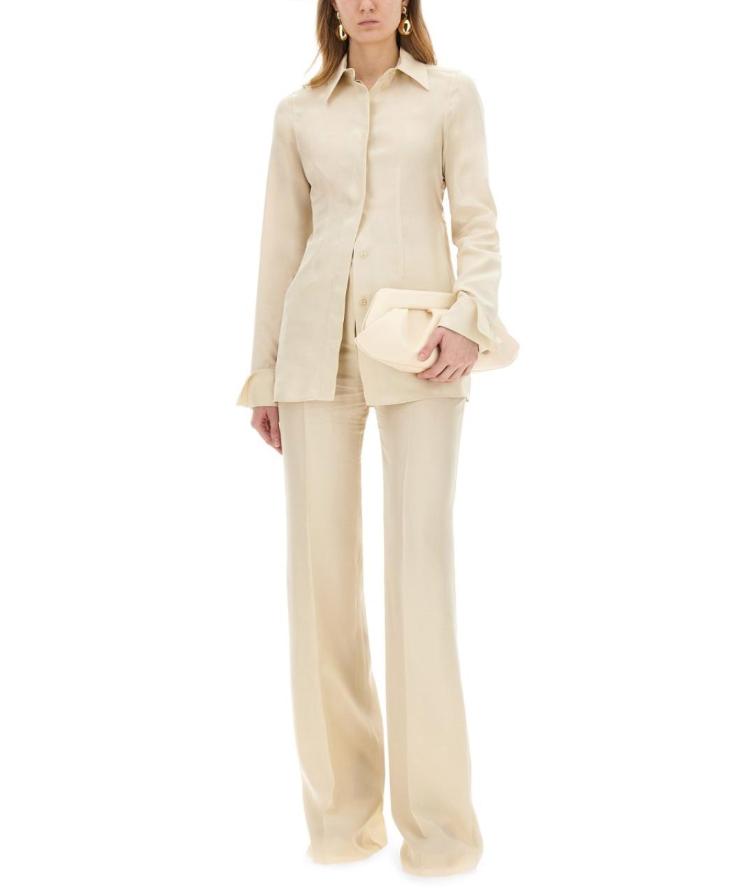 SPORTMAX Бежевые вискозные прямые брюки, фото 2