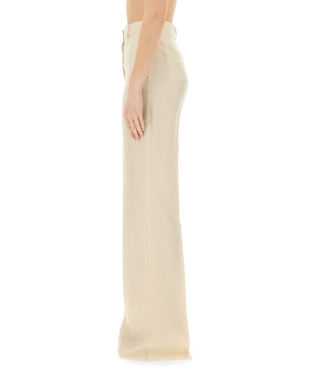 SPORTMAX Бежевые вискозные прямые брюки, фото 4