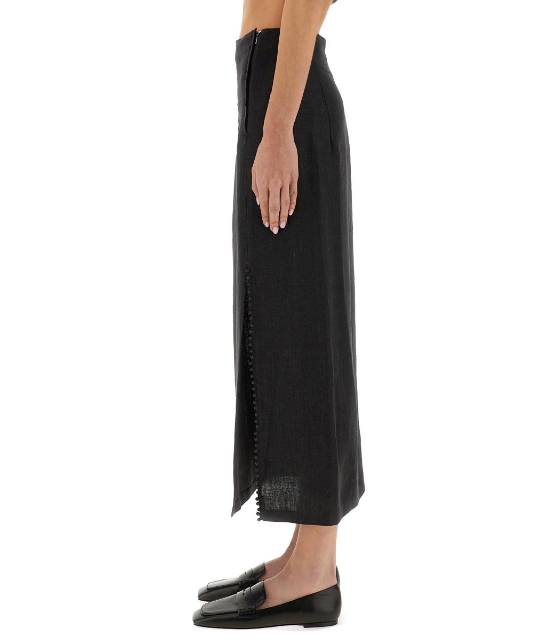 ALYSI Черная льняная юбка макси, фото 4