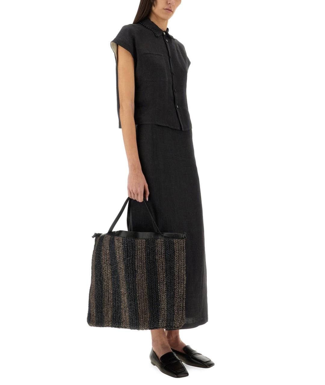 ALYSI Черная льняная юбка макси, фото 2