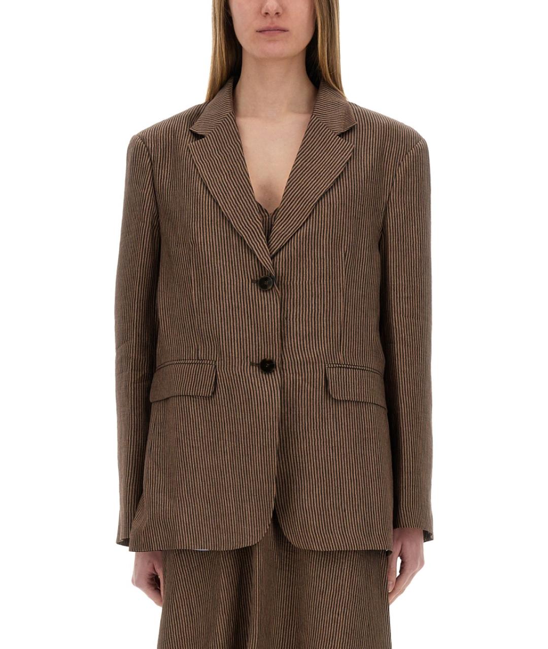 ALYSI Коричневый льняной жакет/пиджак, фото 5