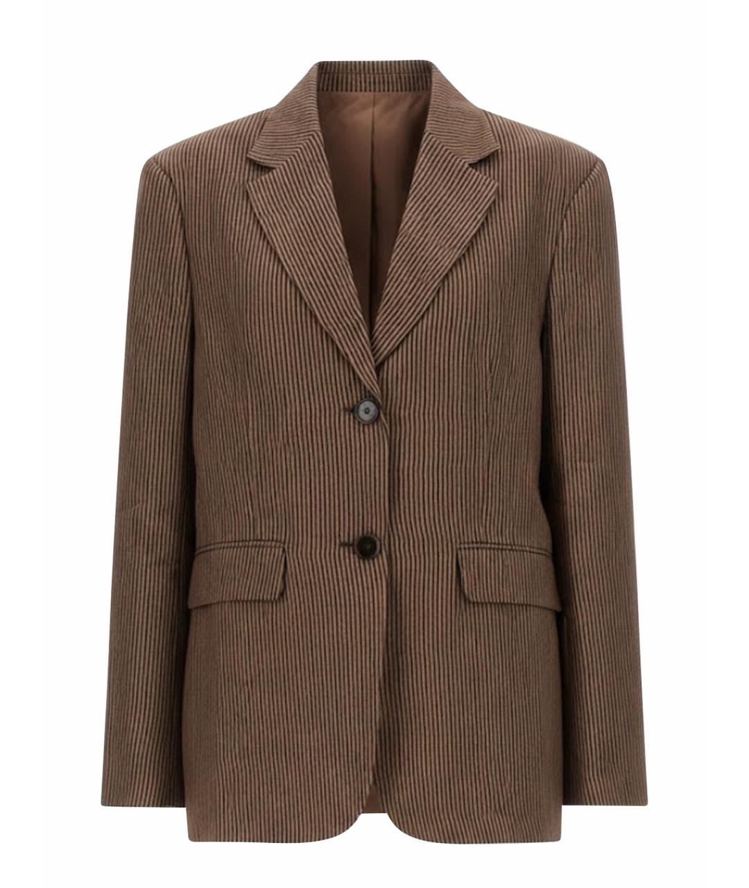 ALYSI Коричневый льняной жакет/пиджак, фото 1