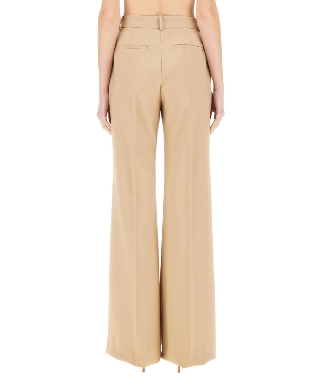 SPORTMAX Бежевые шерстяные прямые брюки, фото 3