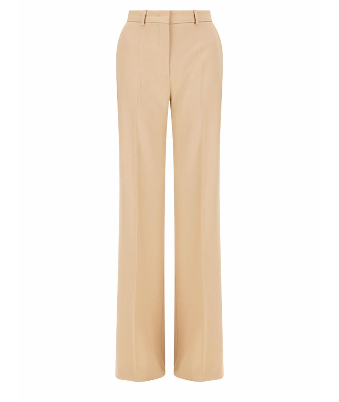 SPORTMAX Бежевые шерстяные прямые брюки, фото 5