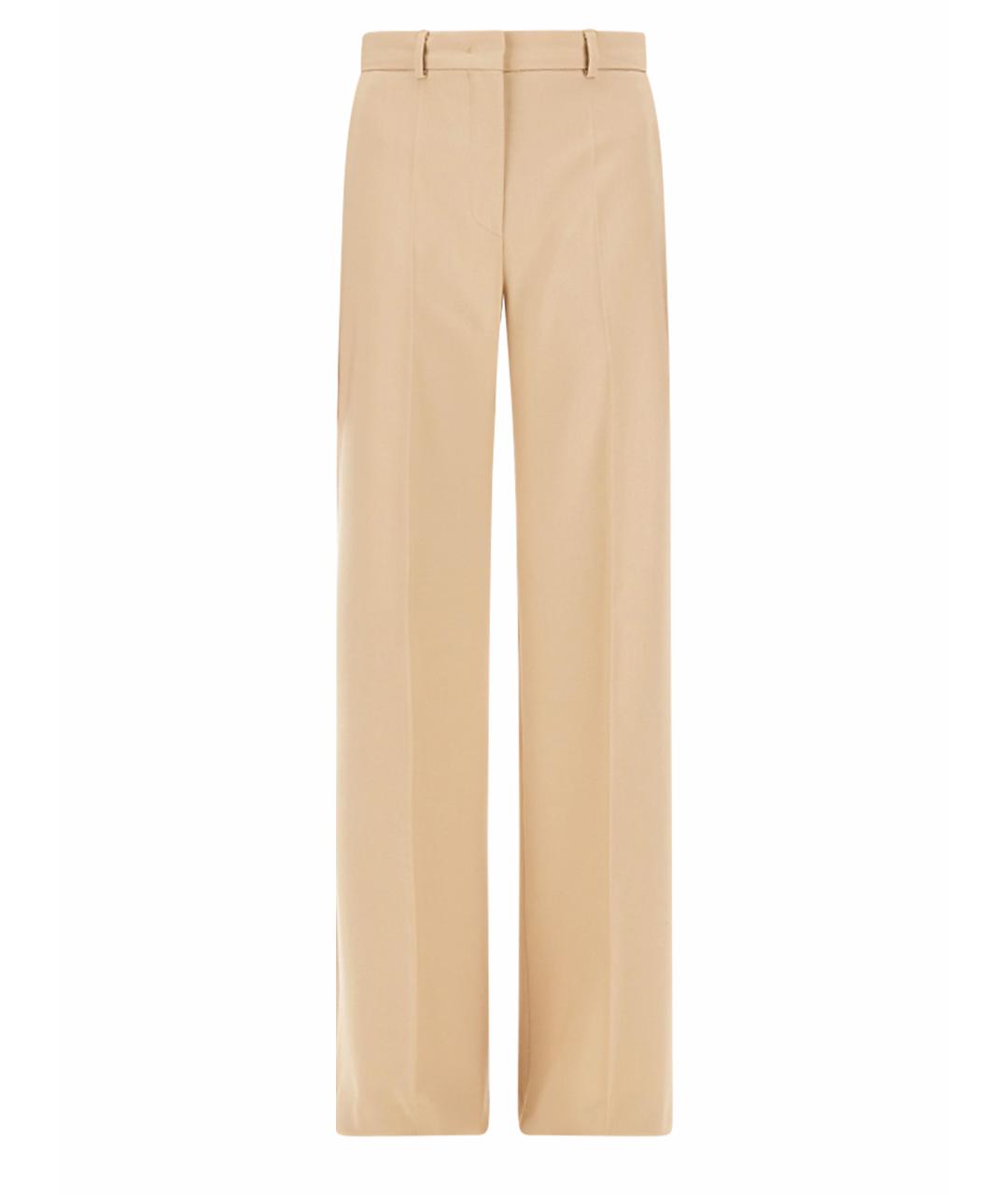 SPORTMAX Бежевые шерстяные прямые брюки, фото 1