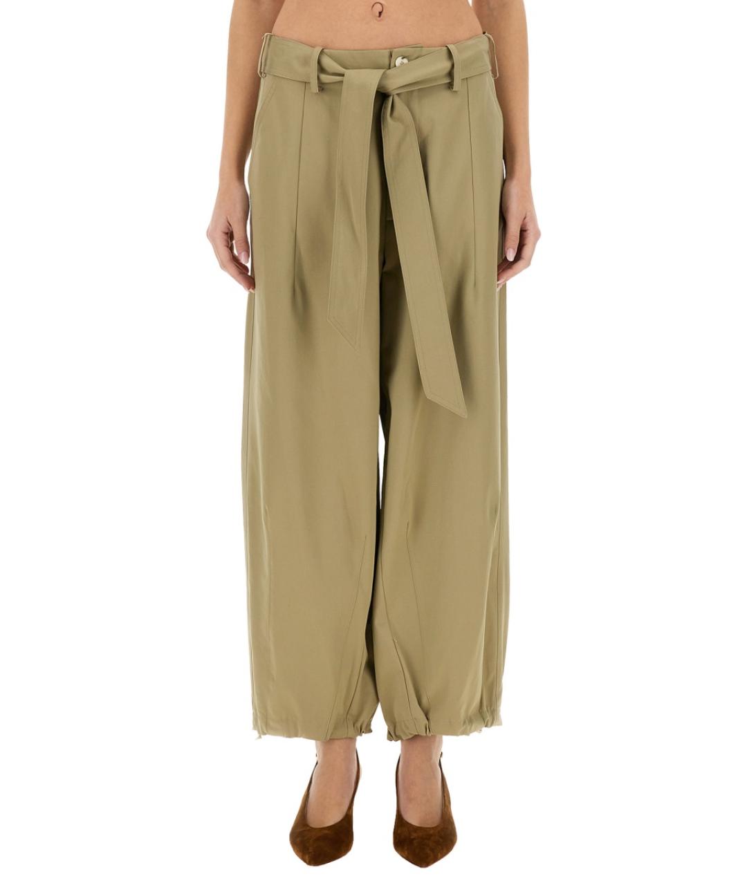 ALYSI Бежевые хлопковые прямые брюки, фото 5