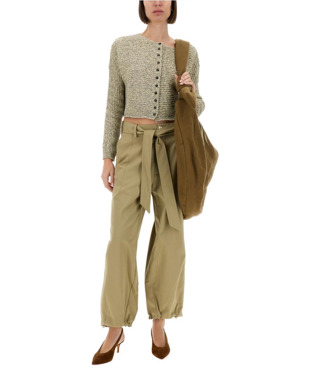 ALYSI Бежевые хлопковые прямые брюки, фото 2