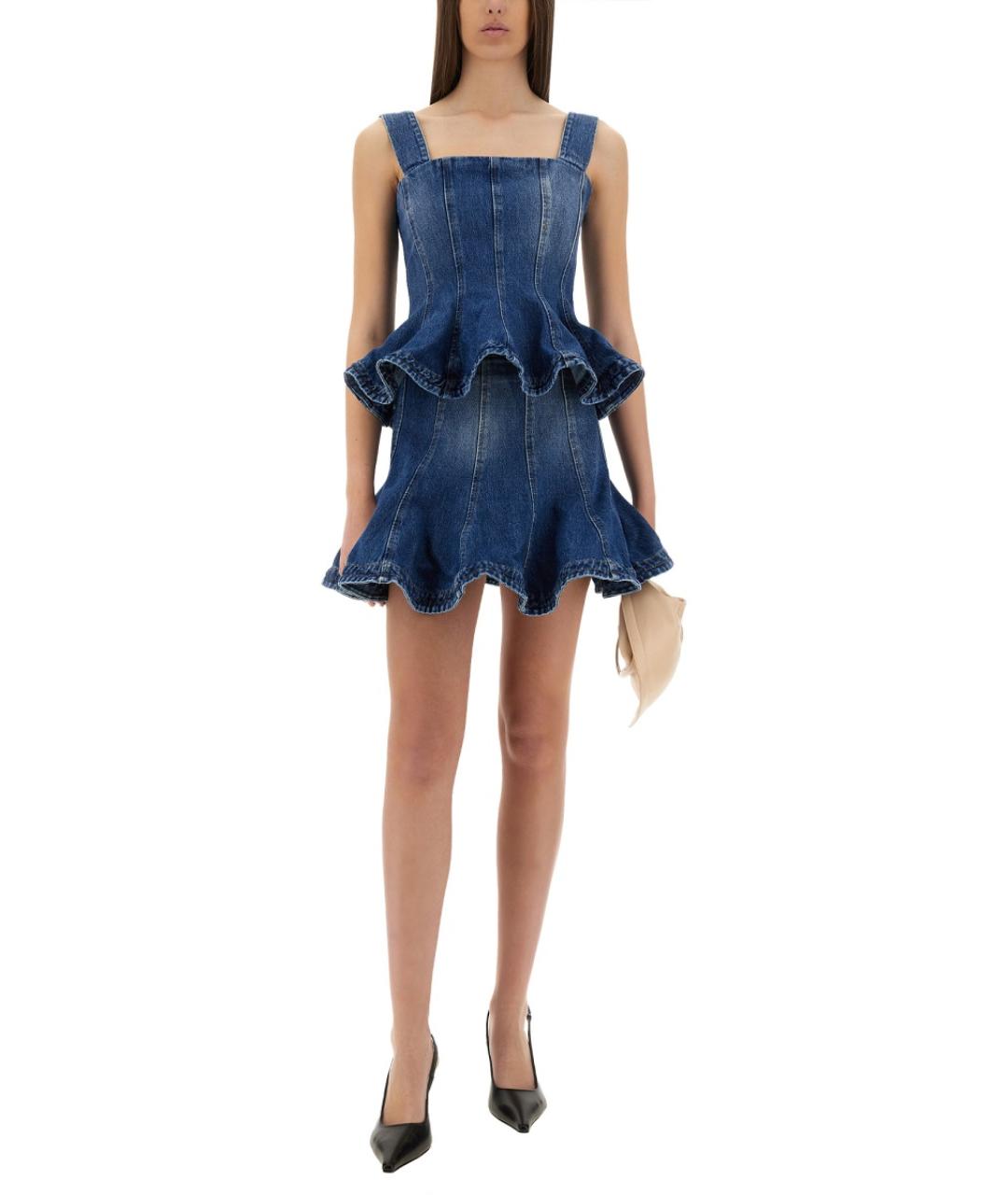 MSGM Синяя хлопковая юбка миди, фото 2