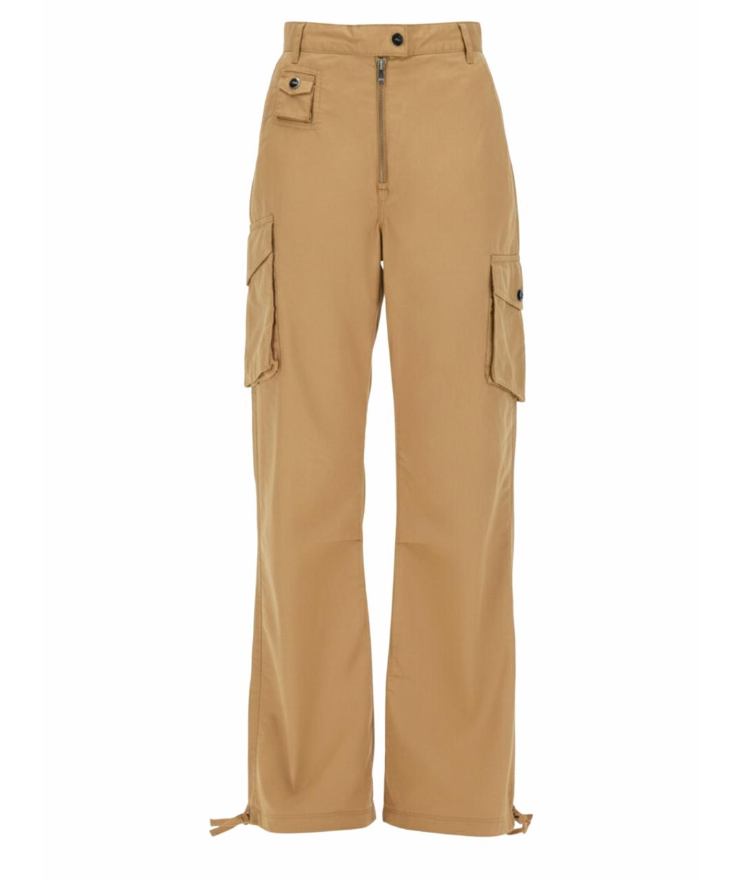 GANNI Бежевые хлопковые прямые брюки, фото 1