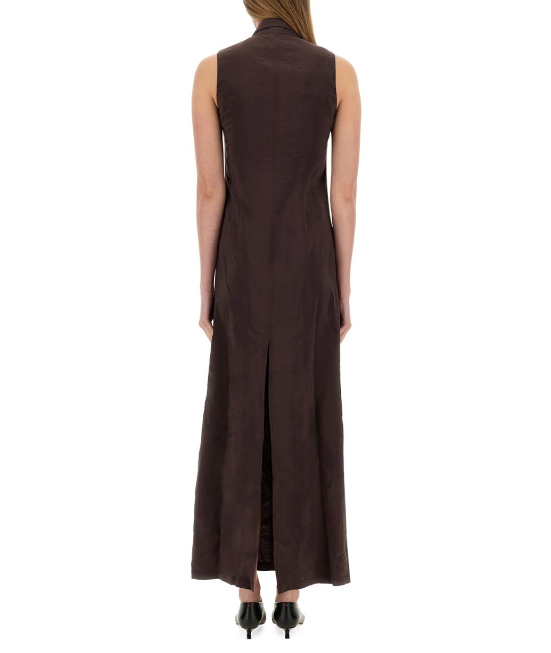 ALYSI Коричневое шелковое повседневное платье, фото 4