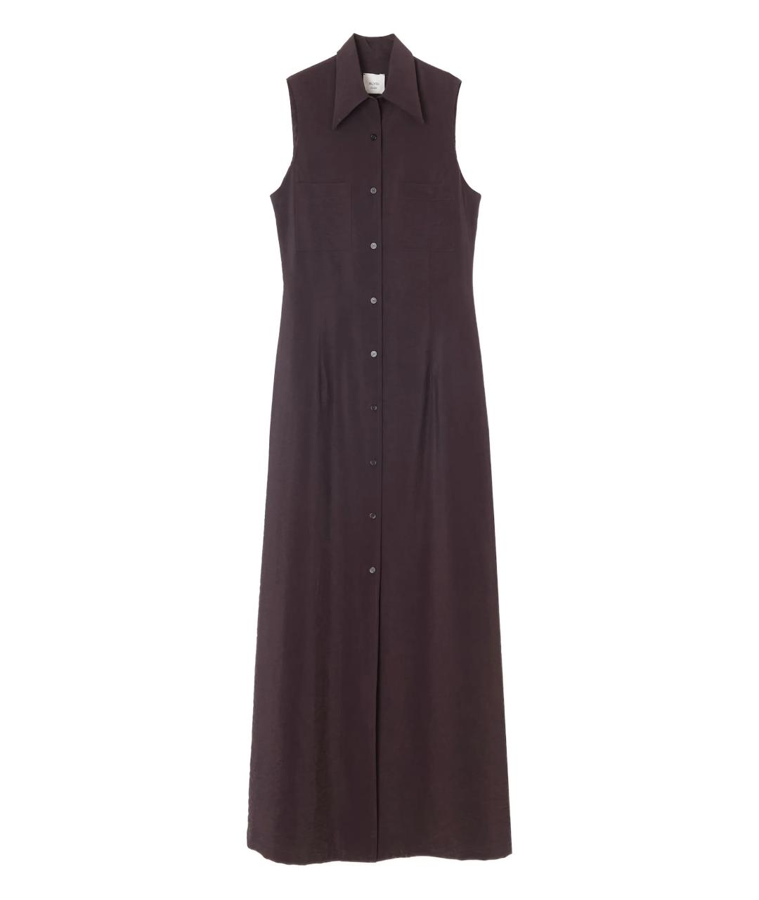 ALYSI Коричневое шелковое повседневное платье, фото 1