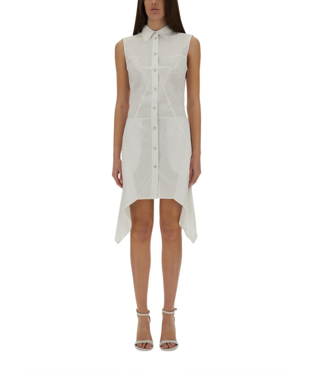 HELMUT LANG Белое хлопковое повседневное платье, фото 2