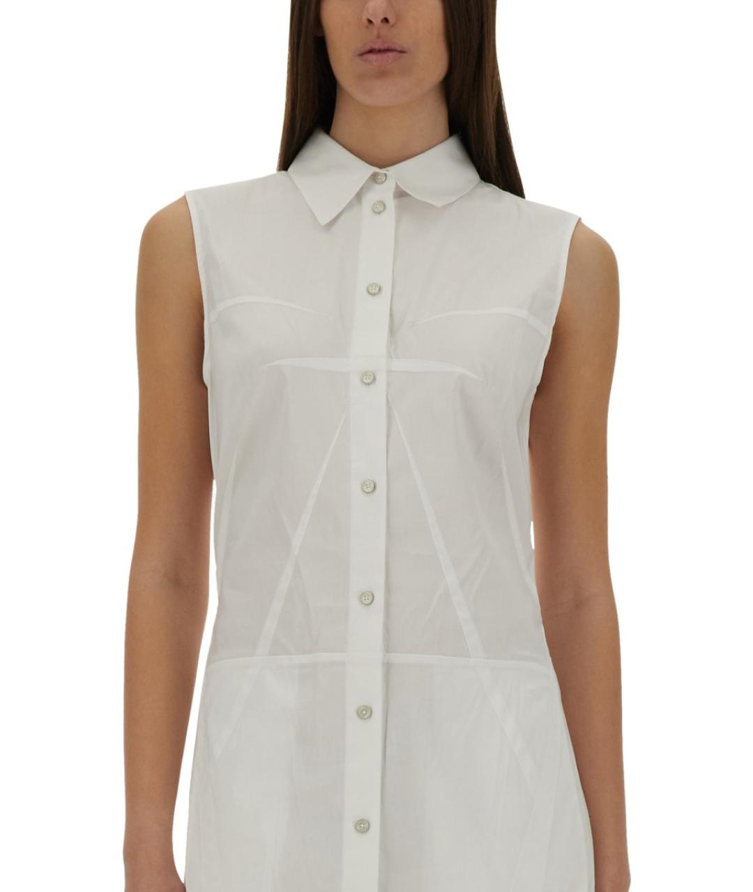 HELMUT LANG Белое хлопковое повседневное платье, фото 3
