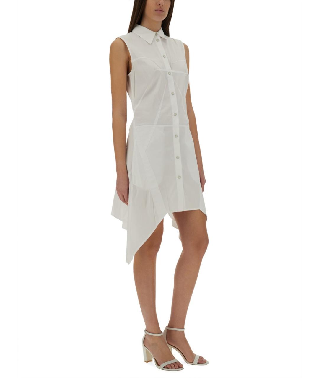 HELMUT LANG Белое хлопковое повседневное платье, фото 5