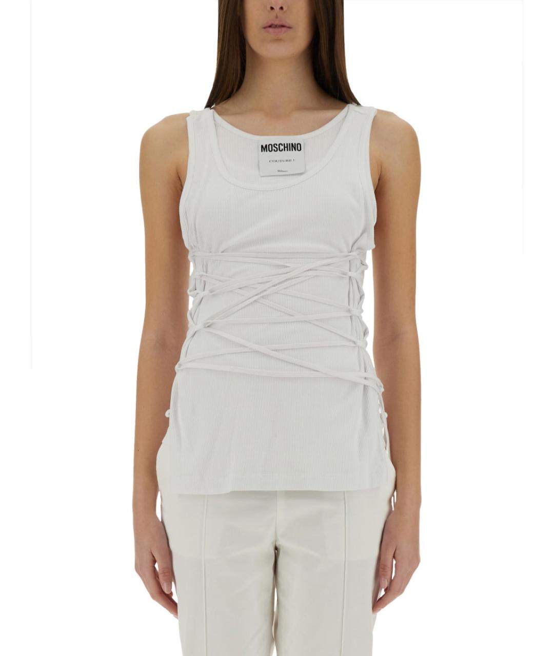 MOSCHINO Белая вискозная майка, фото 5