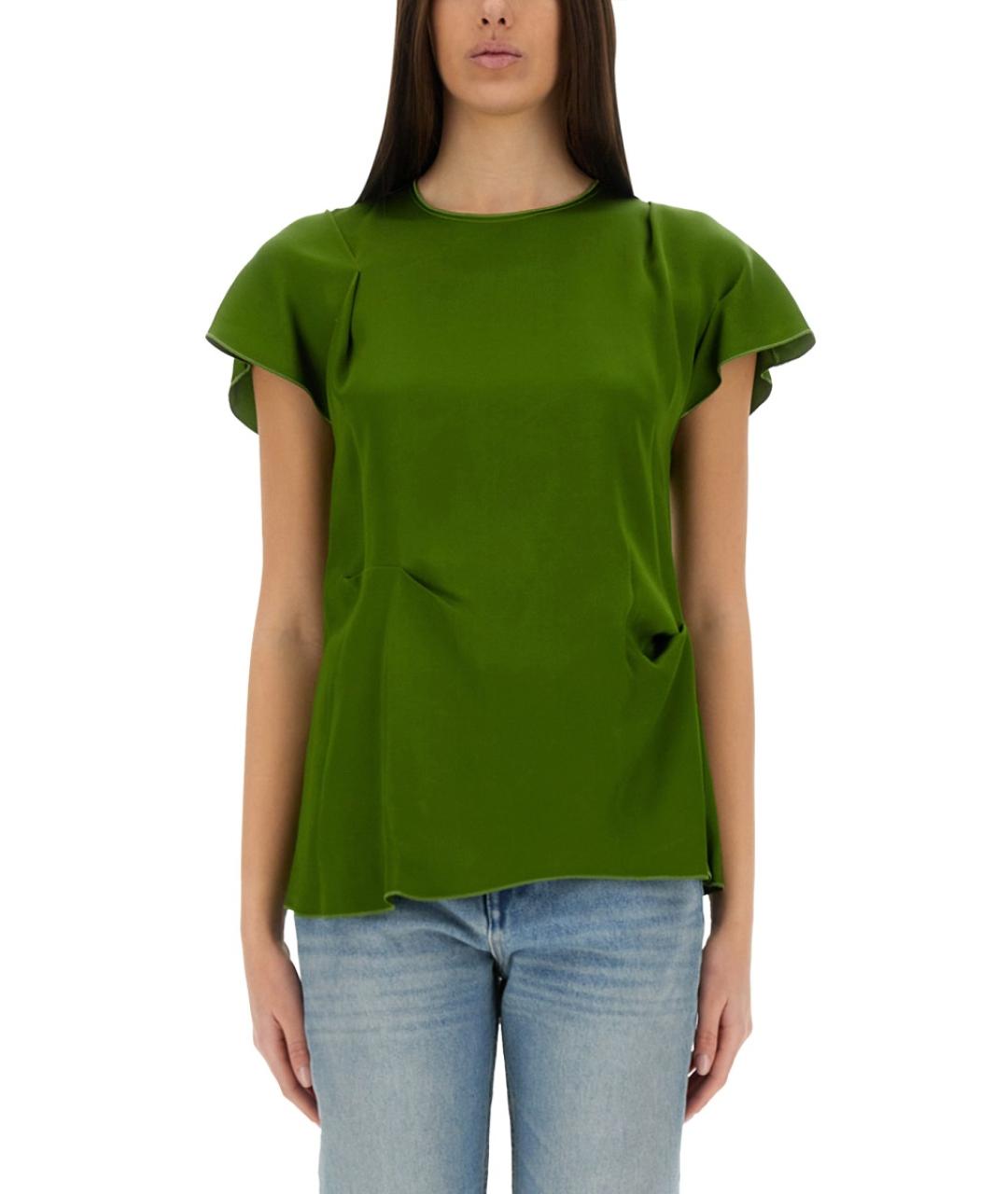 VICTORIA BECKHAM Зеленая ацетатная блузы, фото 5