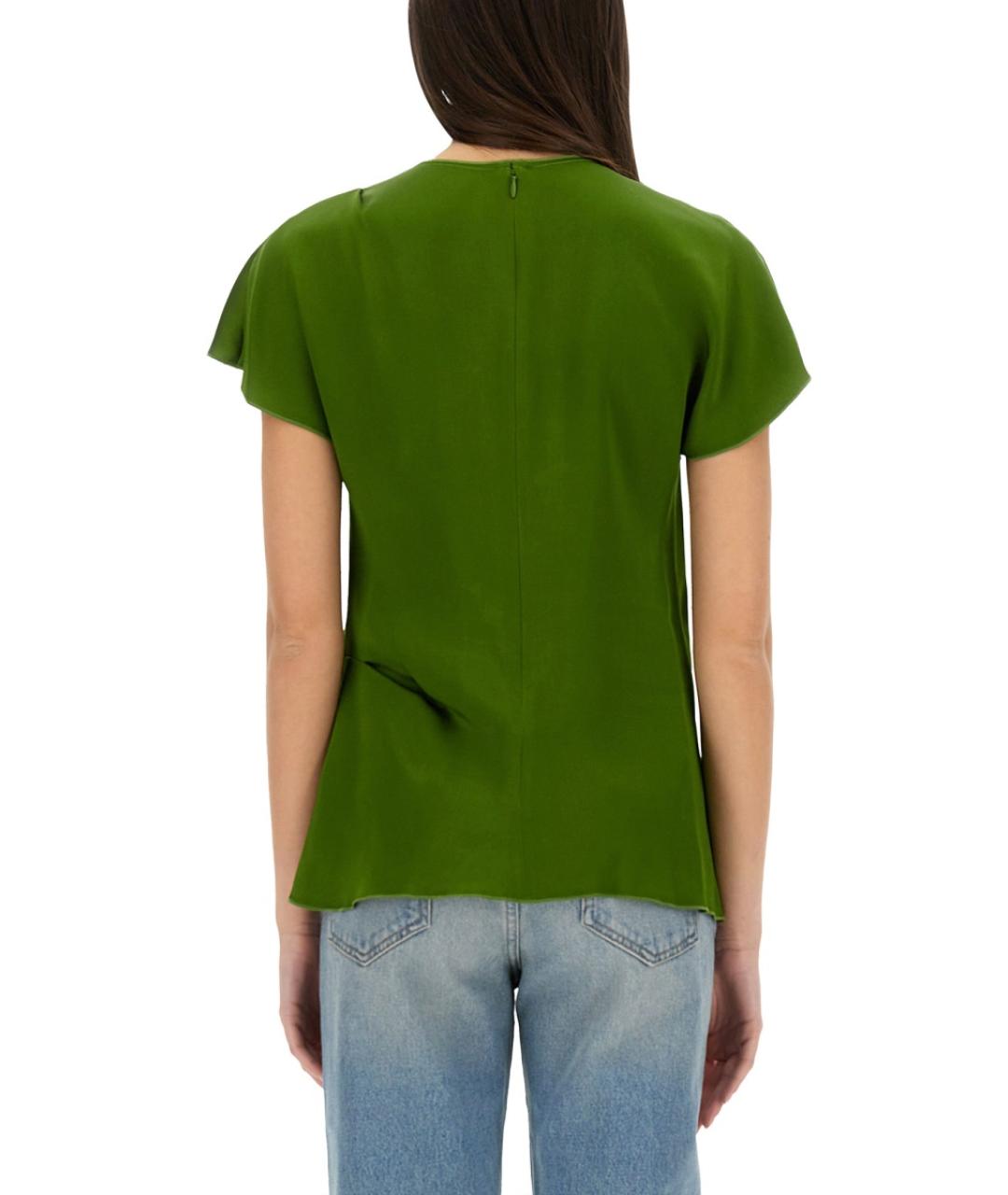 VICTORIA BECKHAM Зеленая ацетатная блузы, фото 3