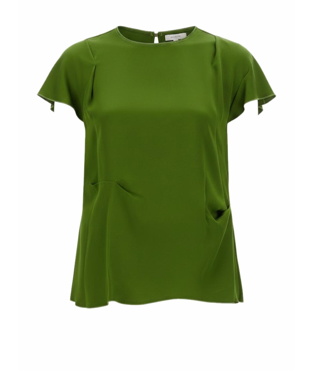 VICTORIA BECKHAM Зеленая ацетатная блузы, фото 1