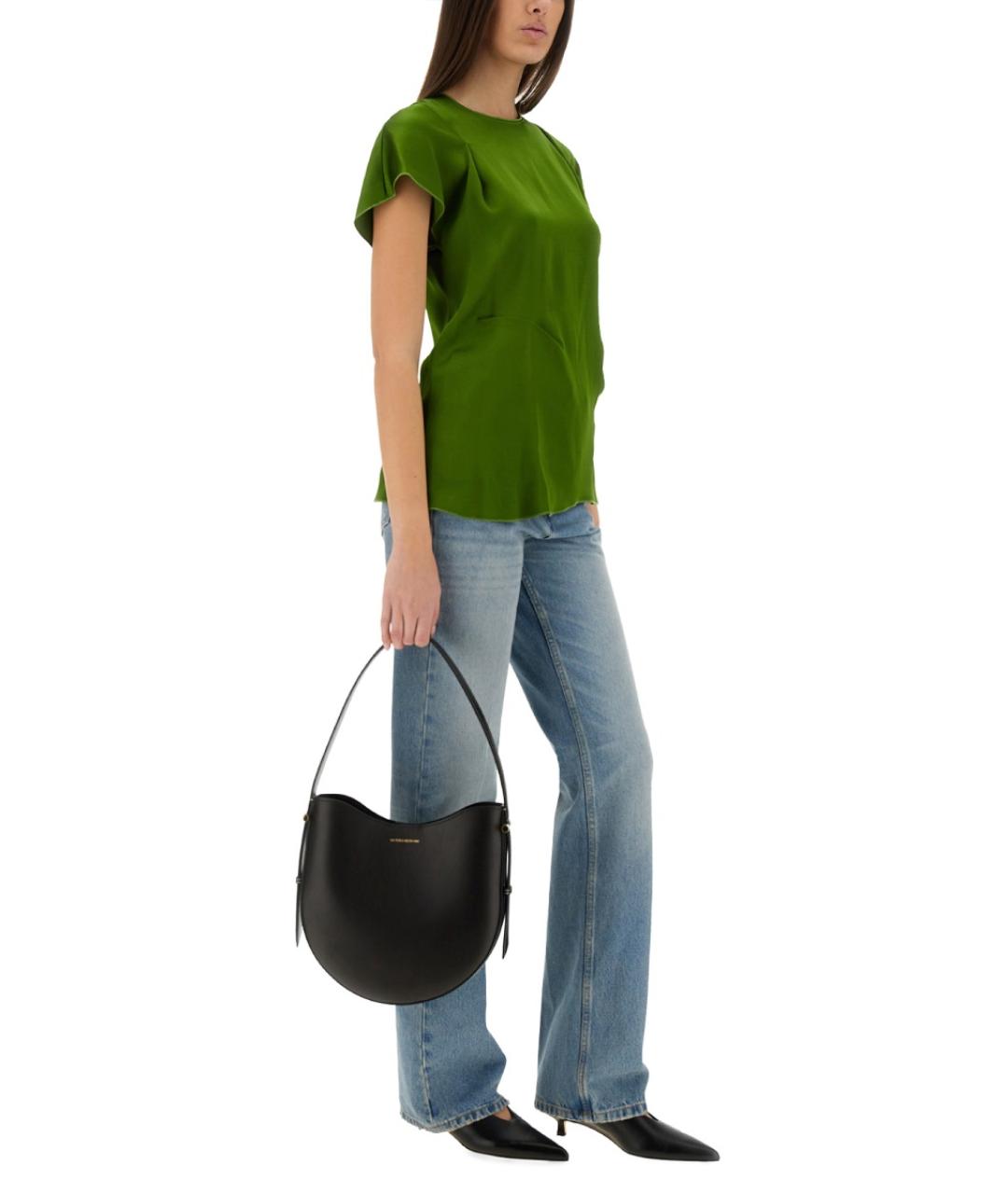 VICTORIA BECKHAM Зеленая ацетатная блузы, фото 2