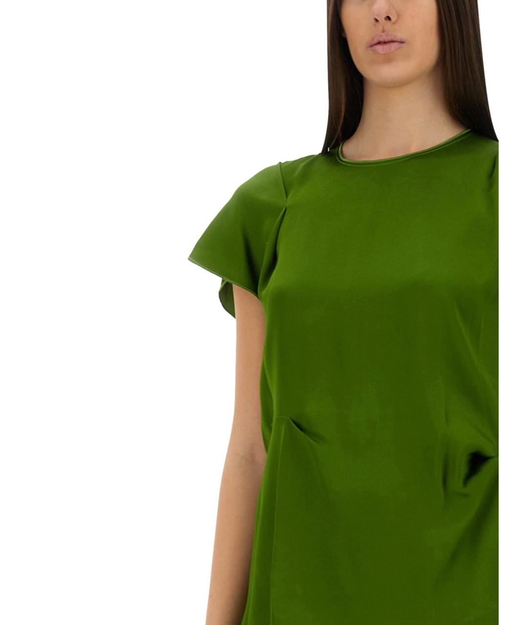 VICTORIA BECKHAM Зеленая ацетатная блузы, фото 4