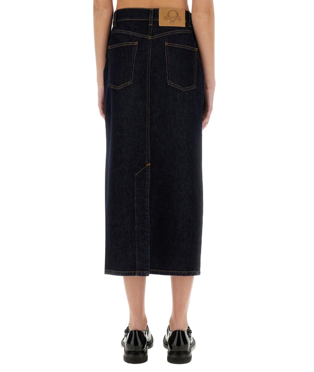 MOSCHINO Темно-синяя хлопковая юбка миди, фото 3
