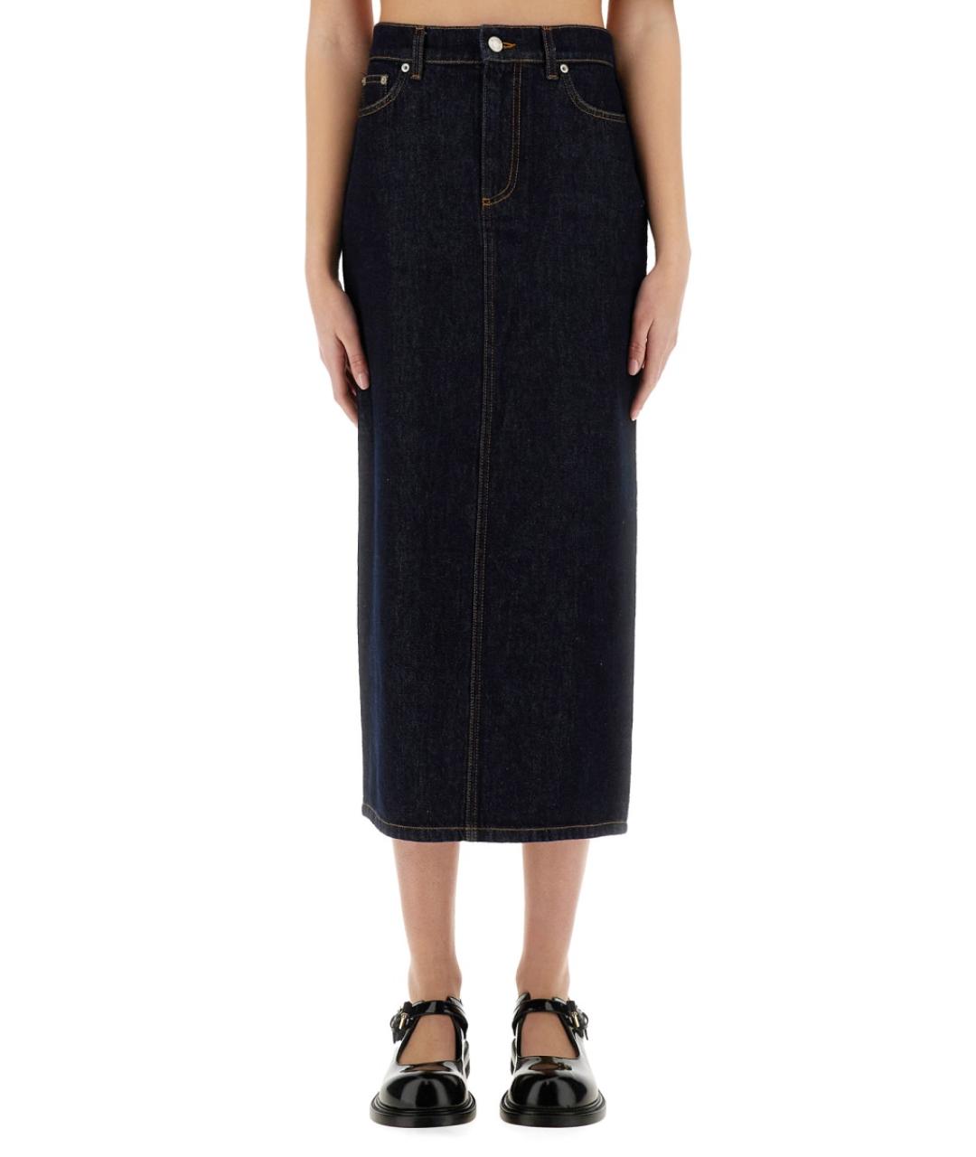 MOSCHINO Темно-синяя хлопковая юбка миди, фото 1