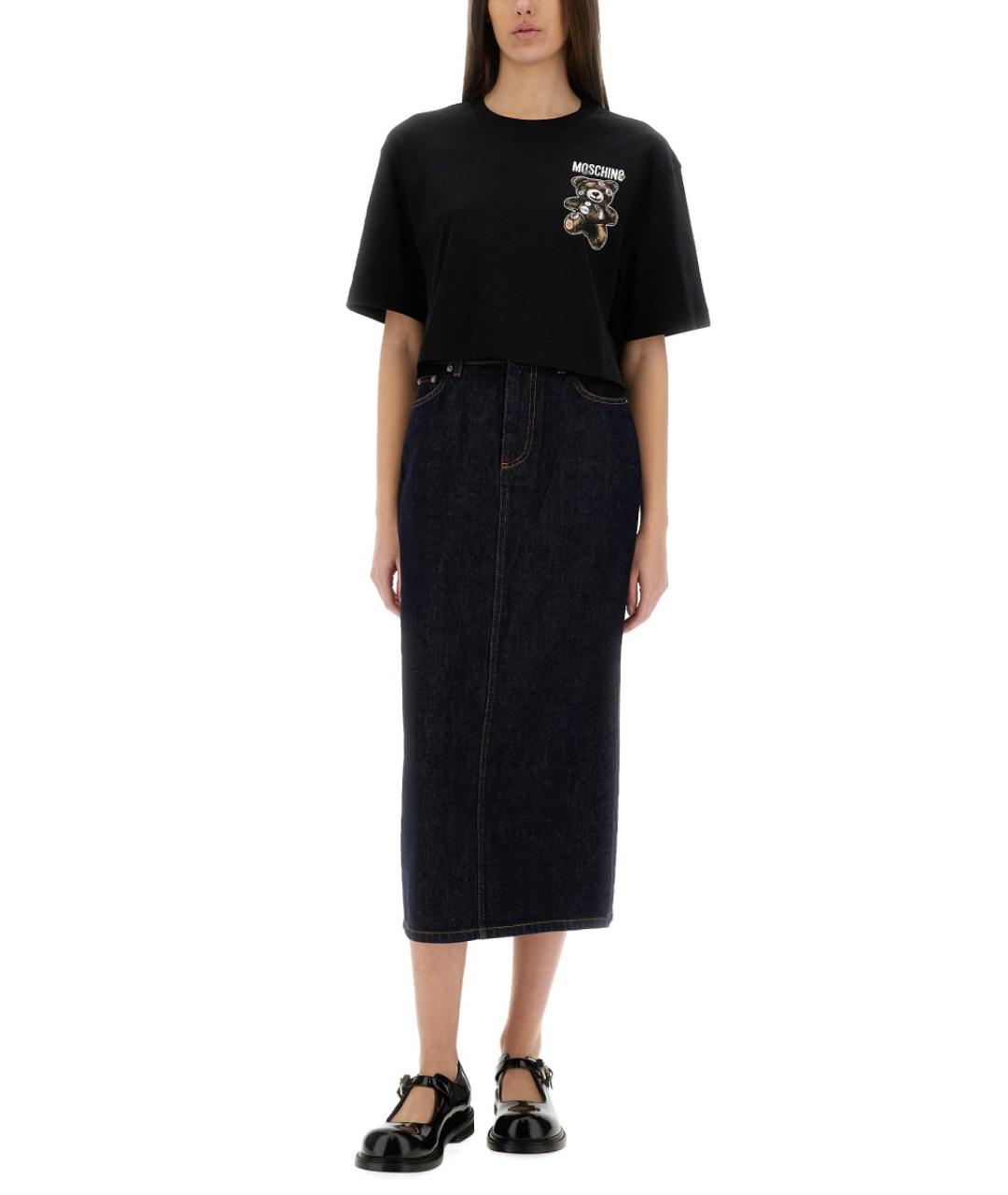 MOSCHINO Темно-синяя хлопковая юбка миди, фото 2