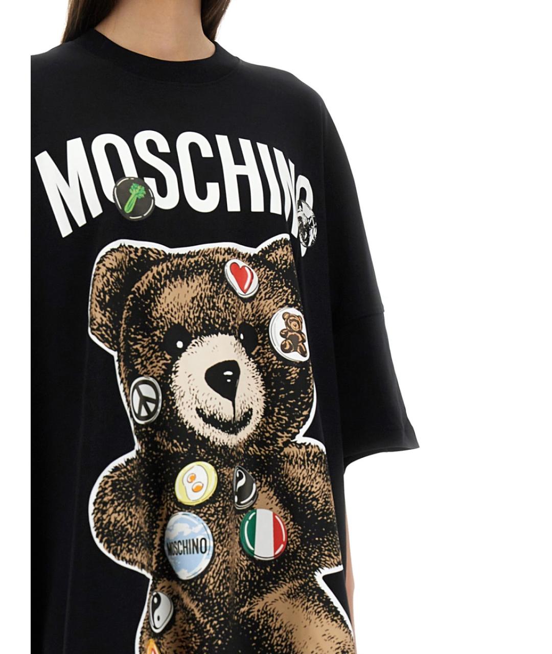 MOSCHINO Черная хлопковая футболка, фото 4
