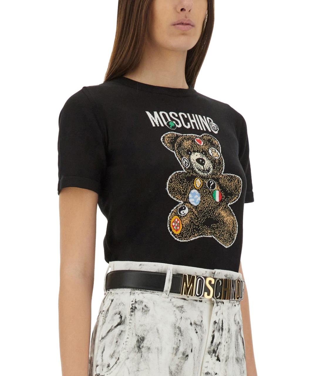 MOSCHINO Черная хлопковая футболка, фото 4