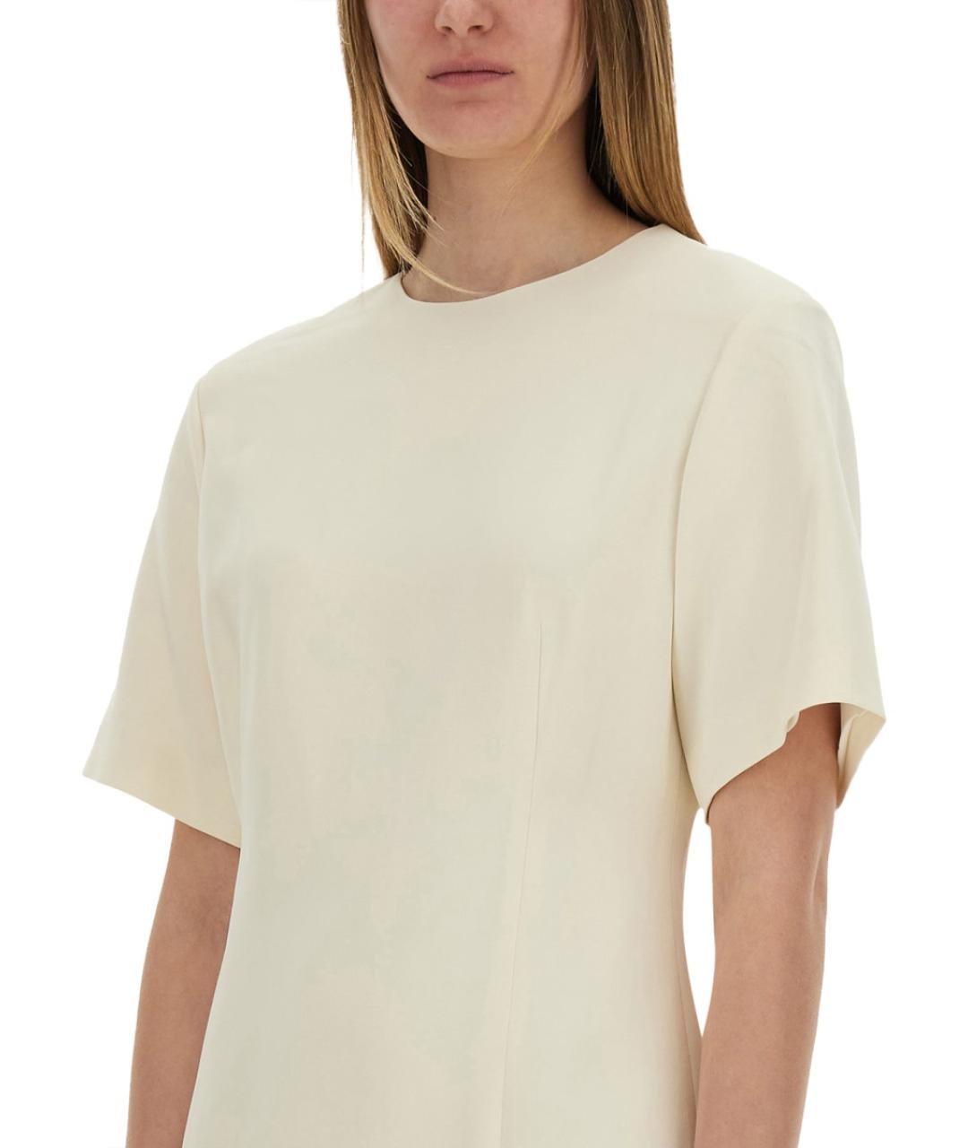 THEORY Белое ацетатное повседневное платье, фото 4