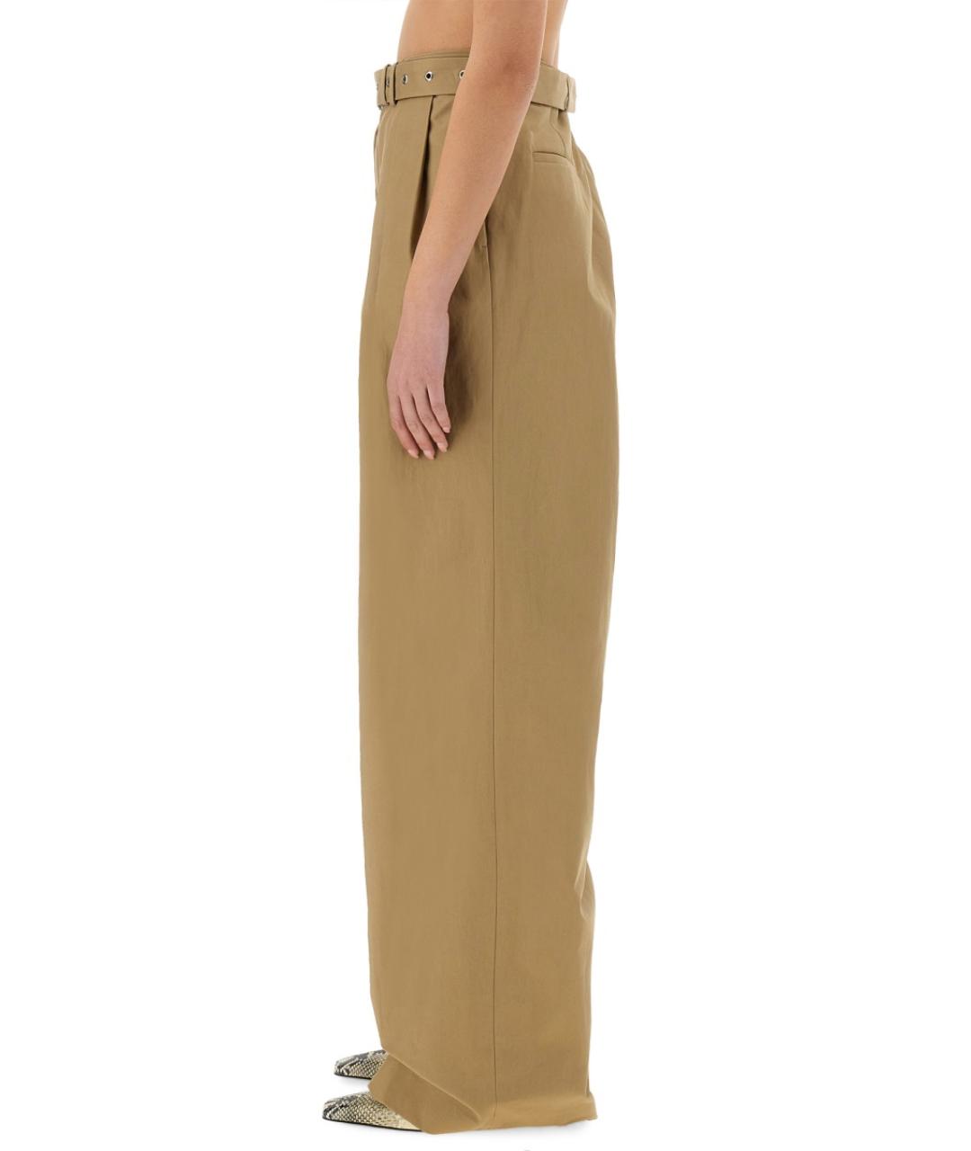 DRIES VAN NOTEN Бежевые хлопковые прямые брюки, фото 4