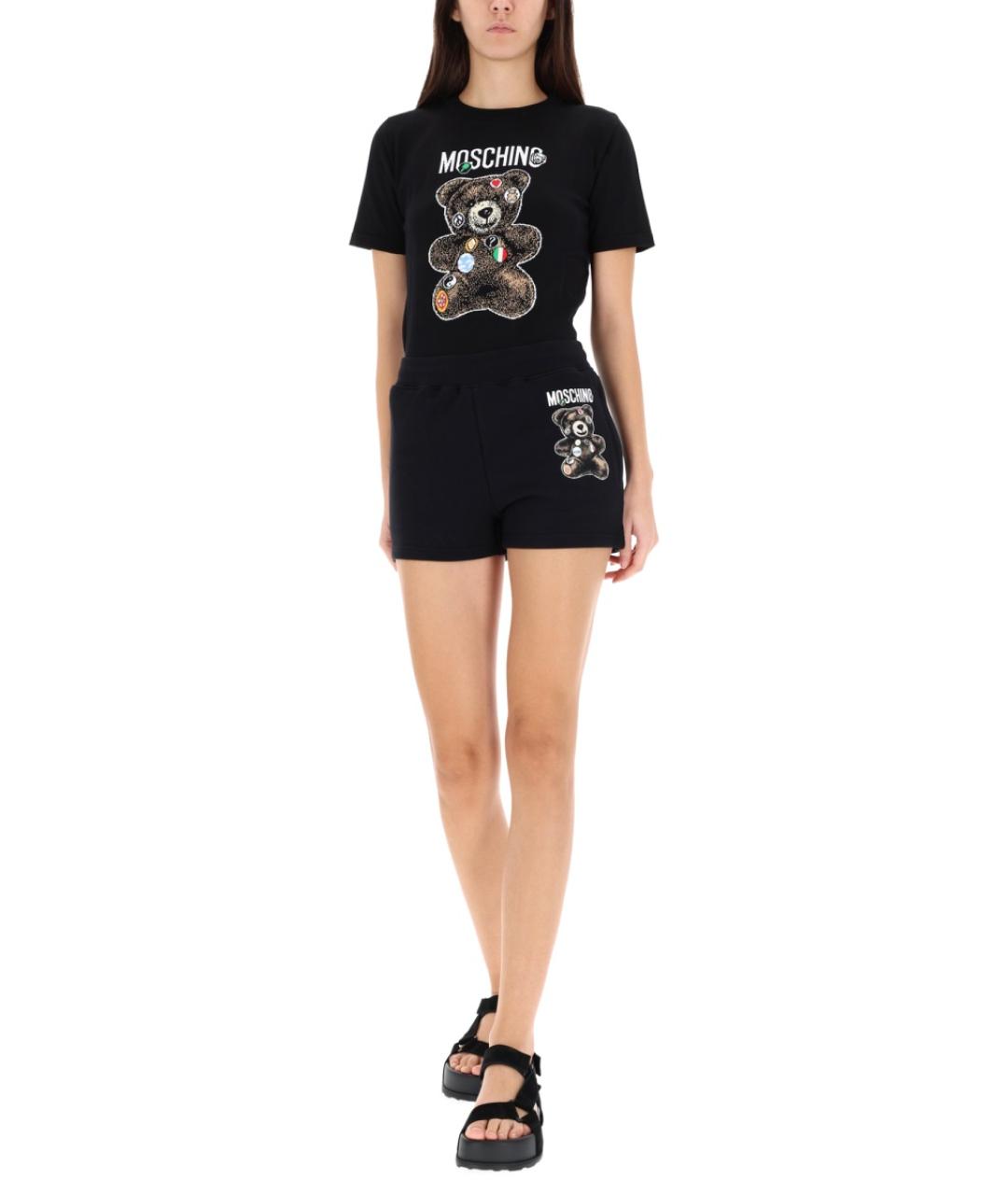 MOSCHINO Черные хлопковые шорты, фото 2