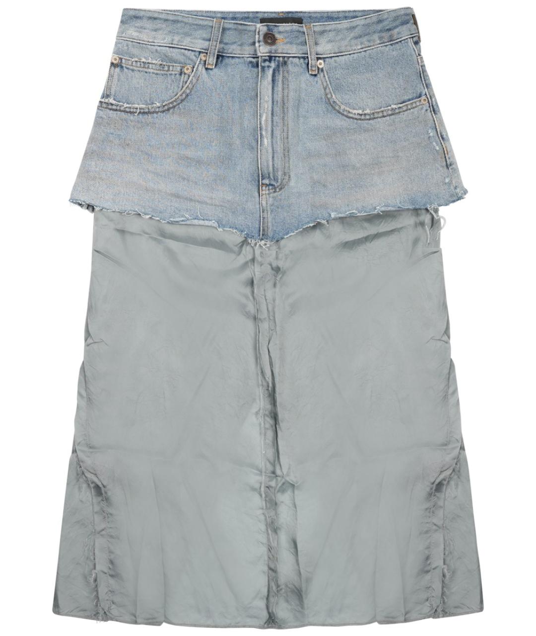 BALENCIAGA Синяя хлопковая юбка миди, фото 1