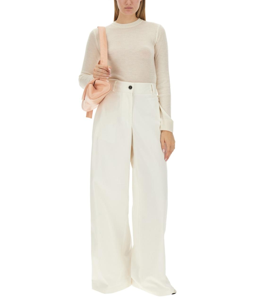 JIL SANDER Белые хлопковые прямые брюки, фото 2