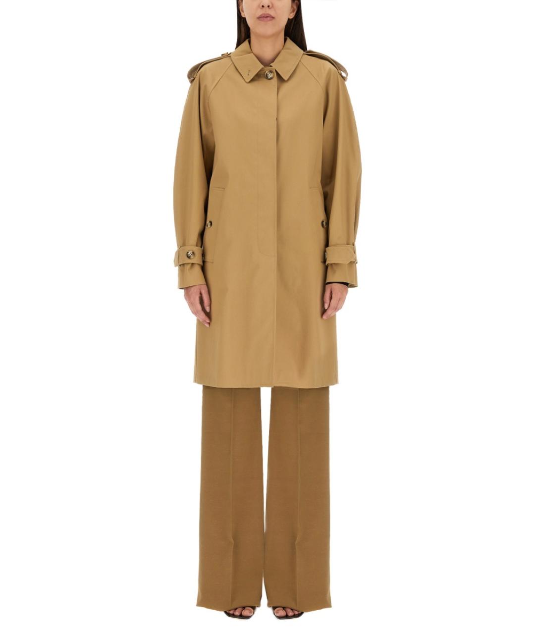 SPORTMAX Бежевый хлопковый тренч/плащ, фото 4