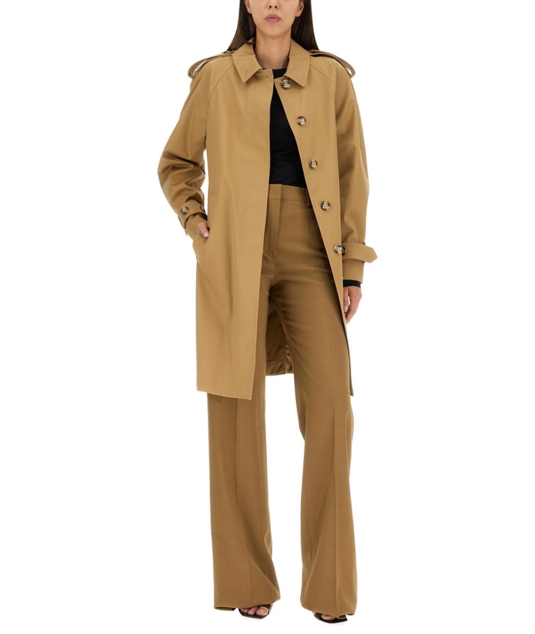 SPORTMAX Бежевый хлопковый тренч/плащ, фото 2