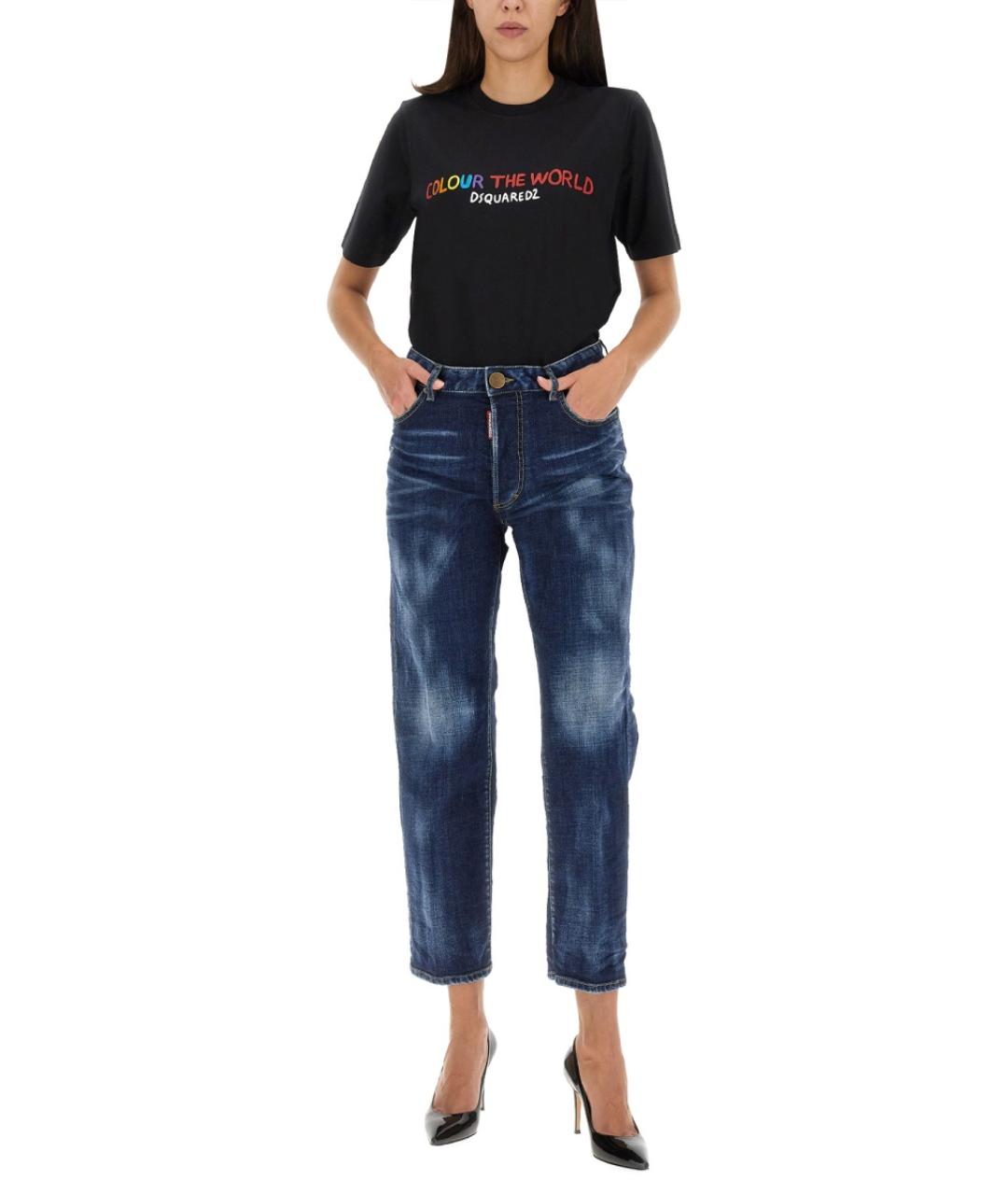 DSQUARED2 Синие хлопковые прямые джинсы, фото 2