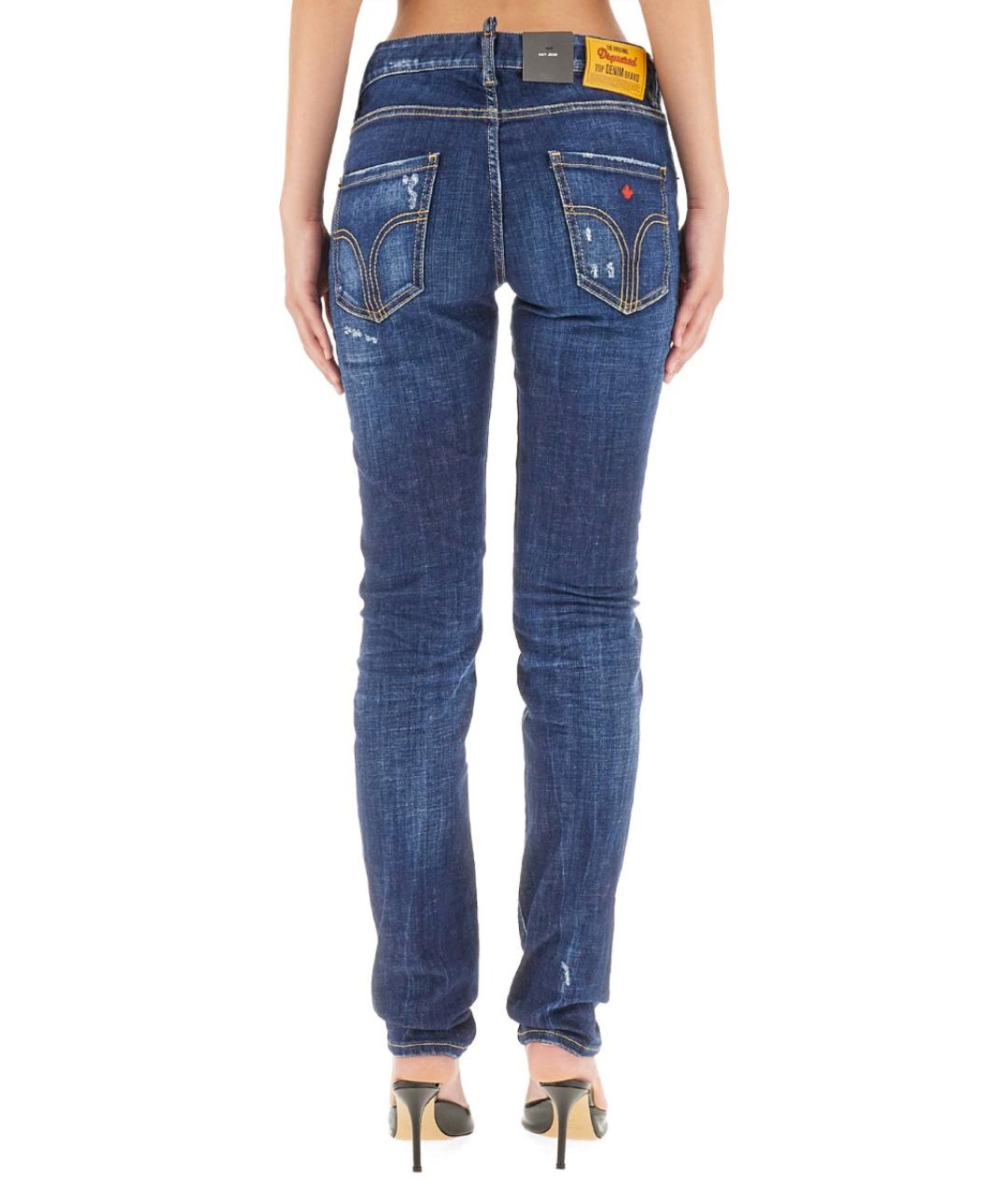 DSQUARED2 Синие хлопковые прямые джинсы, фото 3