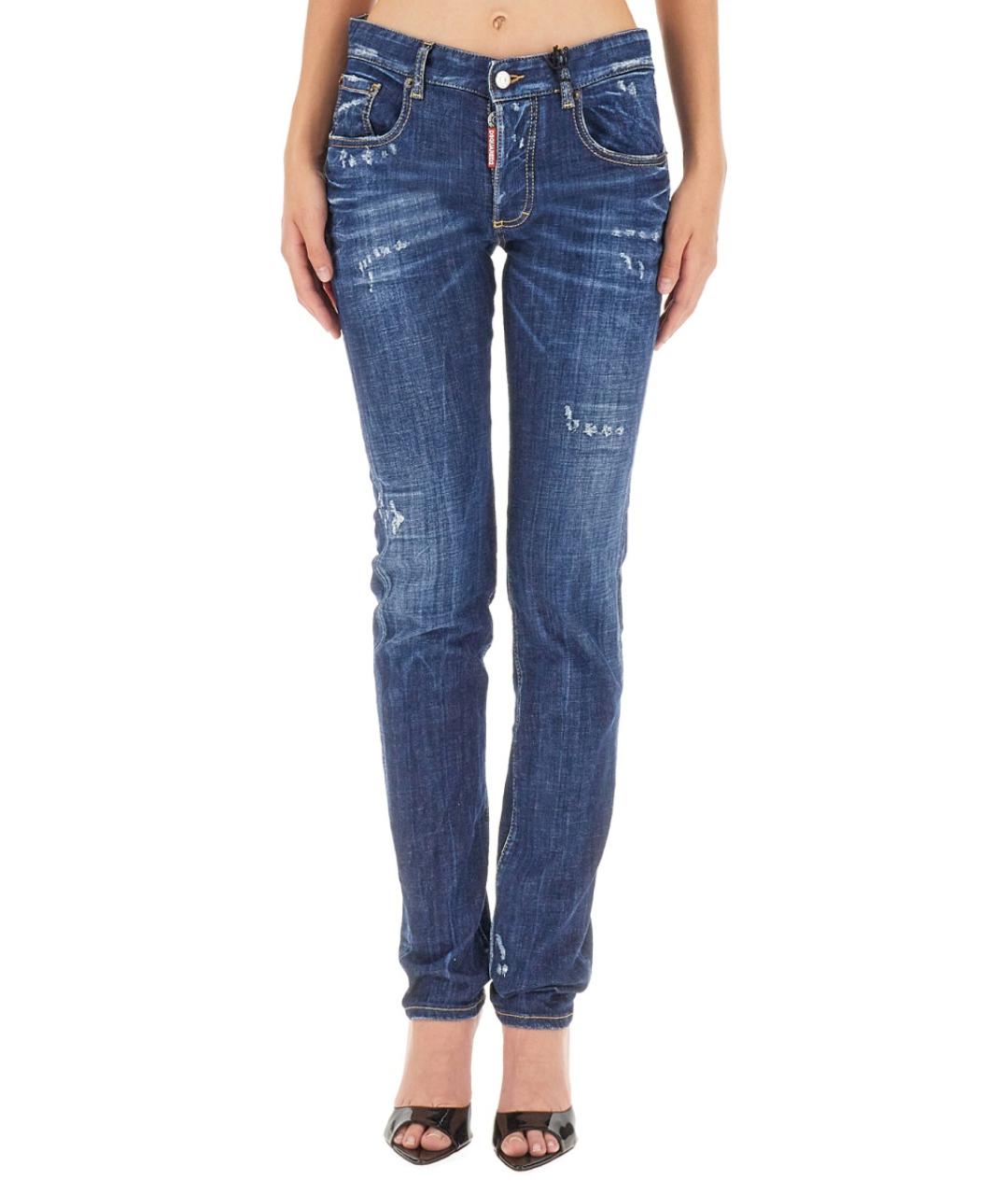 DSQUARED2 Синие хлопковые прямые джинсы, фото 5