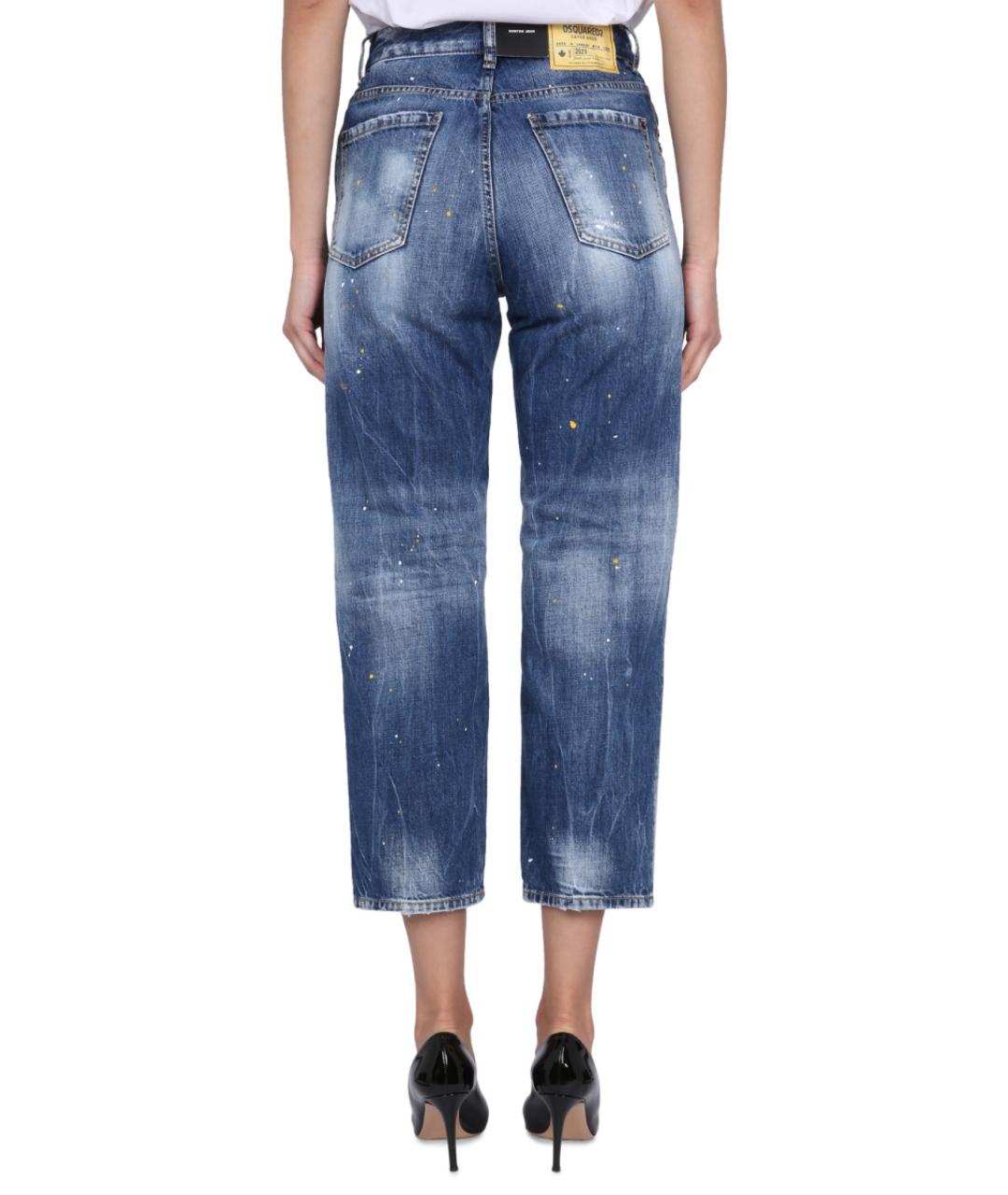 DSQUARED2 Синие хлопковые прямые джинсы, фото 4