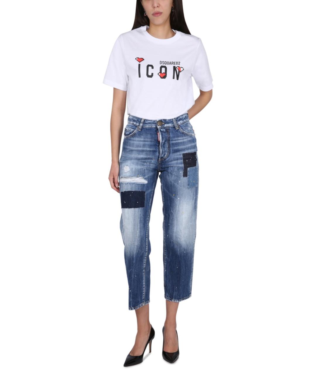 DSQUARED2 Синие хлопковые прямые джинсы, фото 2