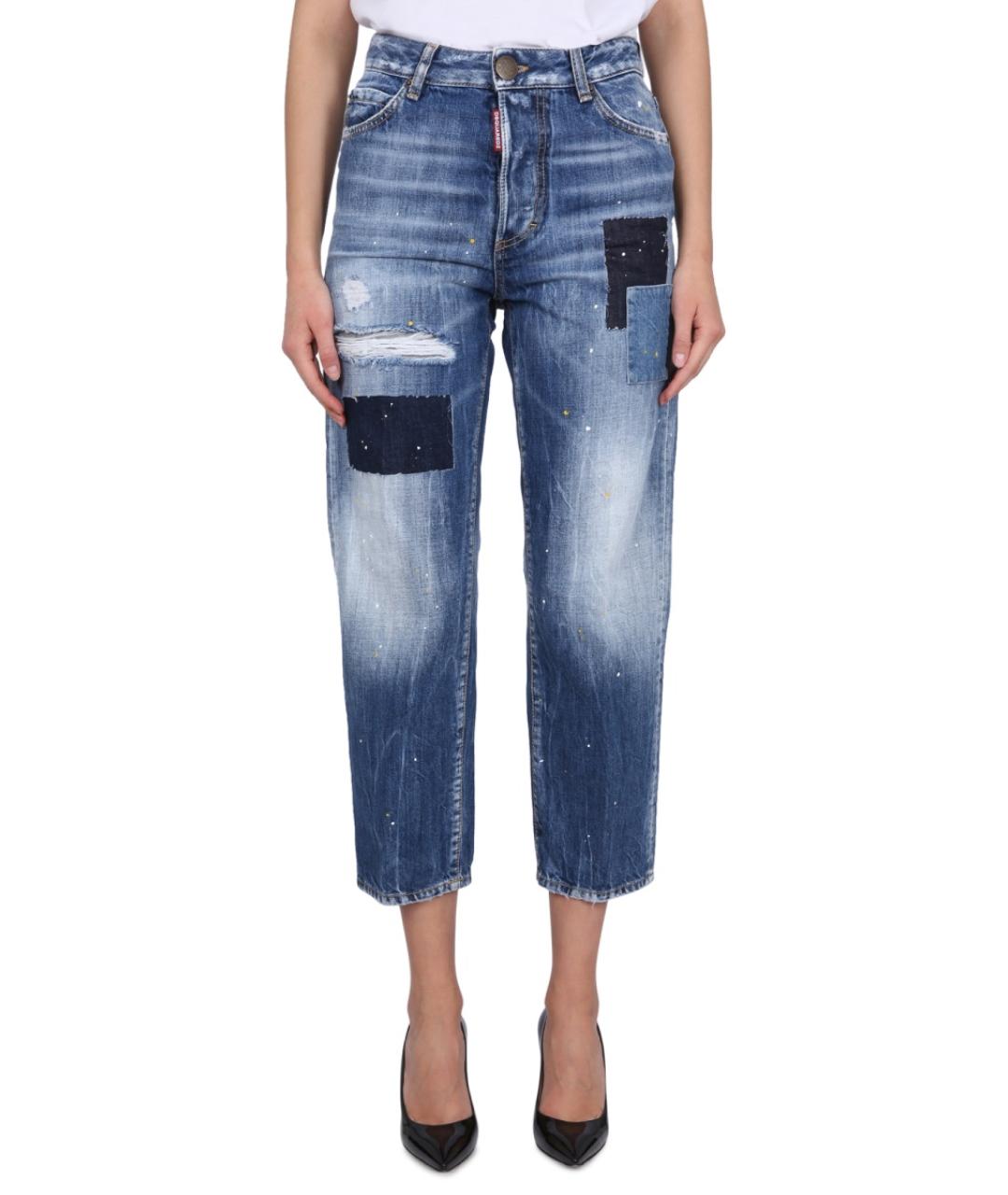 DSQUARED2 Синие хлопковые прямые джинсы, фото 5