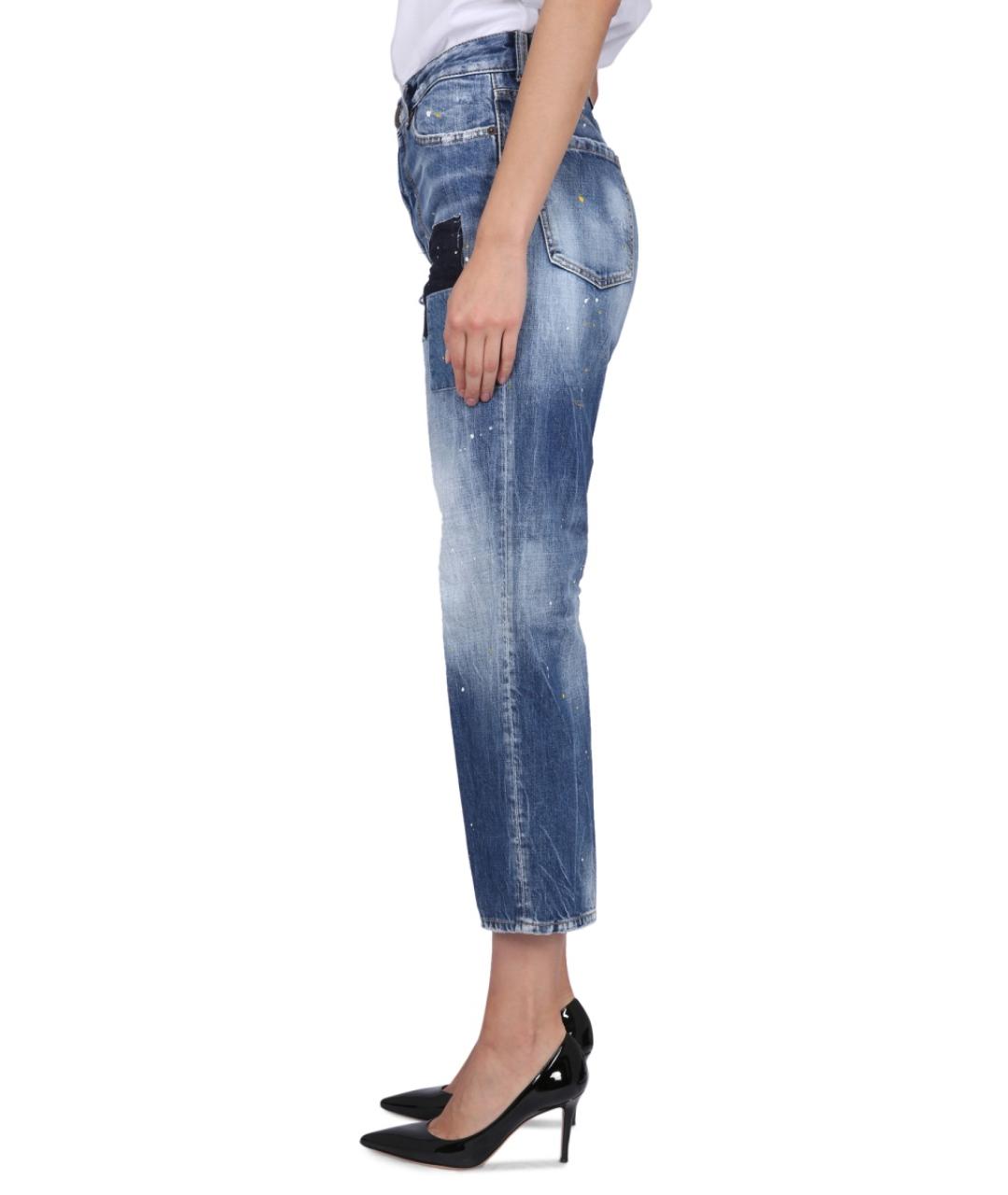 DSQUARED2 Синие хлопковые прямые джинсы, фото 3