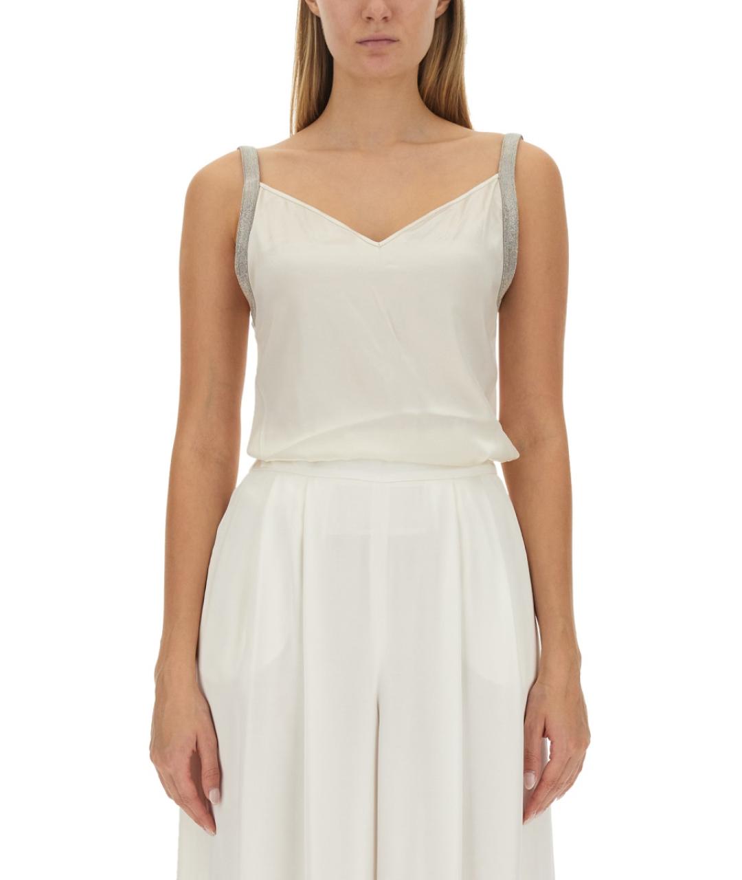 FABIANA FILIPPI Белая шелковая майка, фото 5