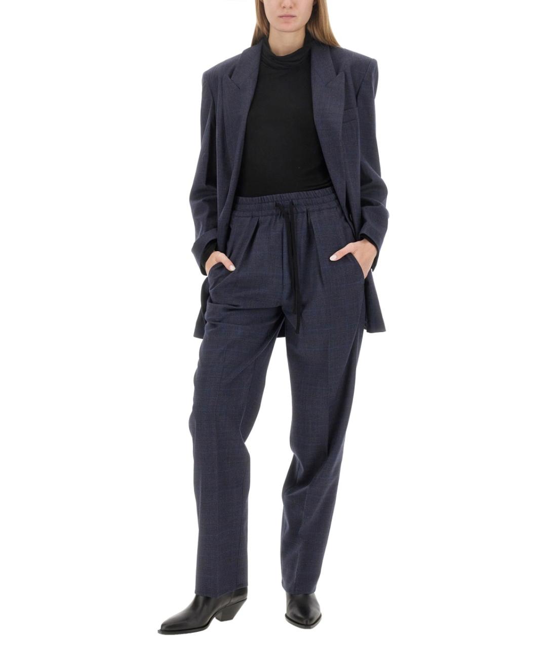 ISABEL MARANT ETOILE Синие шерстяные прямые брюки, фото 2