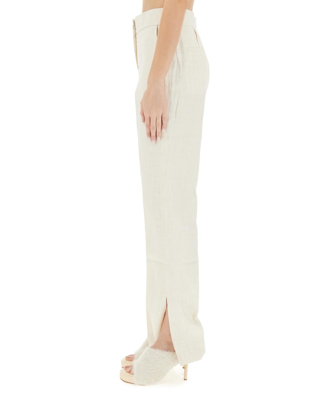JACQUEMUS Белые льняные прямые брюки, фото 6