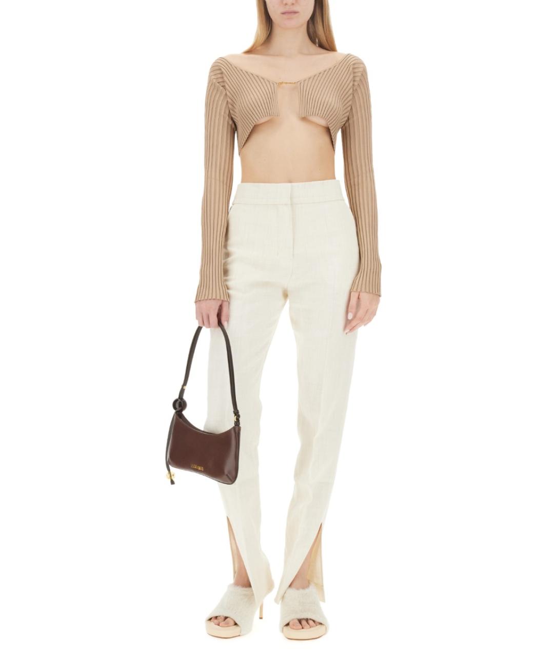 JACQUEMUS Белые льняные прямые брюки, фото 5